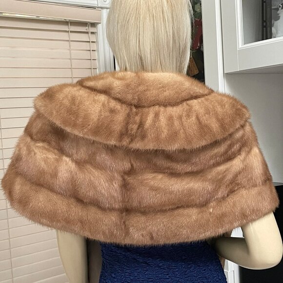Women Beautiful Authentic Blonde MINK Fur Shawl Wrap - Picture 5 of 6